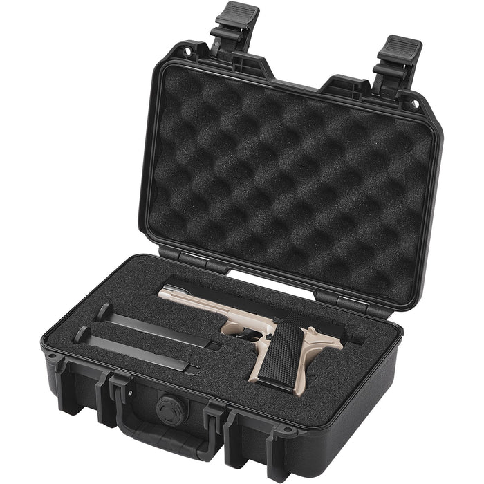 VEVOR Hard Pistol Cases with Pre-cut PU Foam, Waterproof & Dustproof Hard Gun Case for 1 Pistol, 12.59×9.01×4.4 in Lockable Pistol Case, Black