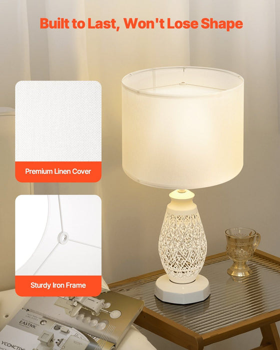 Drum Lamp Shade, 33 cm Top x 33 cm Bottom x 25 cm High, Medium Drum Linen Lampshade, Replacement Lamp Shade for Table Lamps Floor Lamps Pendant Lights, Easy Assembly Required (Off-white Linen)