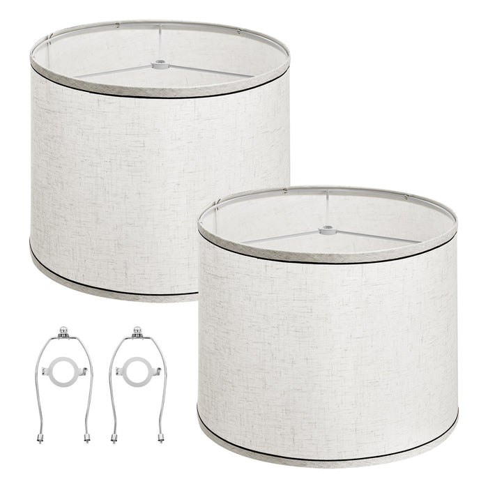 VEVOR Lamp Shade 2 Set, 29 cm Top x 32 cm Bottom x 24.5 cm High (Spider Fitter), Medium Lampshade with Harp, Replacement Lamp Shade for Table & Floor Lamps Pendant Lights, Light Linen with Black Edge