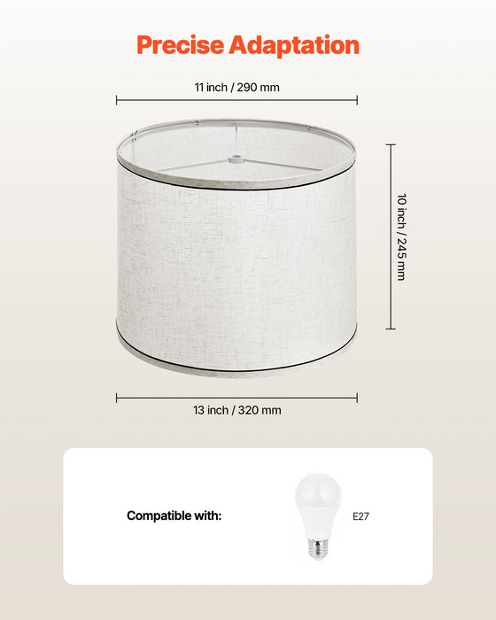 VEVOR Lamp Shade 2 Set, 29 cm Top x 32 cm Bottom x 24.5 cm High (Spider Fitter), Medium Lampshade with Harp, Replacement Lamp Shade for Table & Floor Lamps Pendant Lights, Light Linen with Black Edge