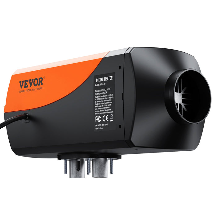 VEVOR Diesel Air Heater, 12V 2KW Diesel Heater with Remote Control and LCD Display, 10L Fuel Tank Diesel Parking Heater, Rapid Heating for RV Trailer Camper Van Boat And Indoors