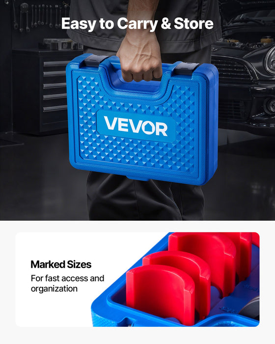 VEVOR Bearing Press Kit, 14 Pcs, Bearing Race and Seal Driver Set with Bushings and Adapters, Bushing Driver Tool Set, Heavy Duty Carbon Steel Seal Removal Installation Tool Kit with Storage Case