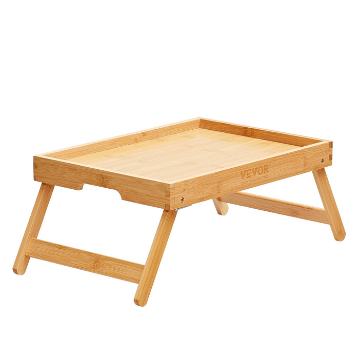 VEVOR Bed Tray Table with Foldable Legs, Bamboo Breakfast Tray for Sofa, Bed, Eating, Snacking, and Working, Folding Serving Laptop Desk Tray, Portable Food Snack Platter for Picnic, 40x28 cm