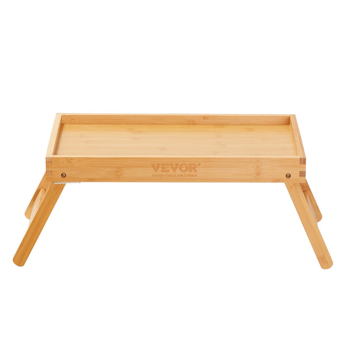 VEVOR Bed Tray Table with Foldable Legs, Bamboo Breakfast Tray for Sofa, Bed, Eating, Snacking, and Working, Folding Serving Laptop Desk Tray, Portable Food Snack Platter for Picnic, 40x28 cm