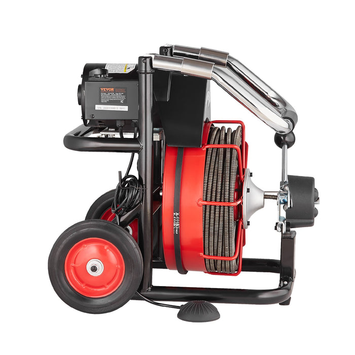 VEVOR Drain Cleaner Machine Electric Drain Auger 100FT x 3/8 In Auto Feed