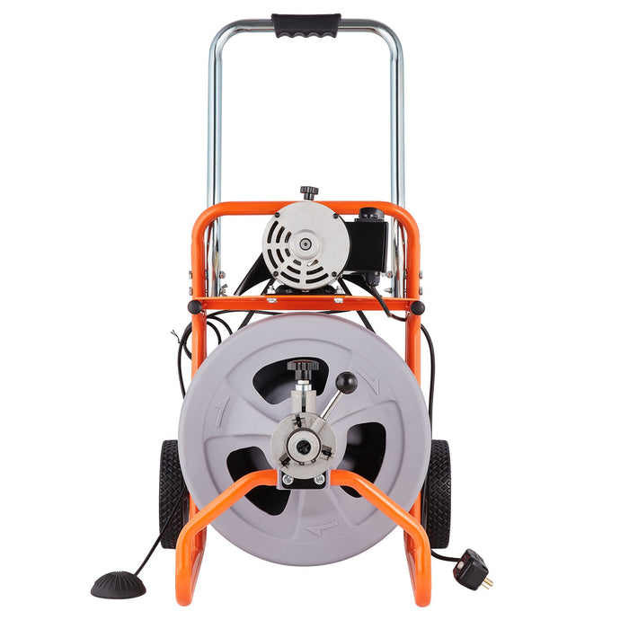 VEVOR Drain Cleaner Machine 75FT x 1/2 Inch Auto Feed with Wheels & 8 Cutters