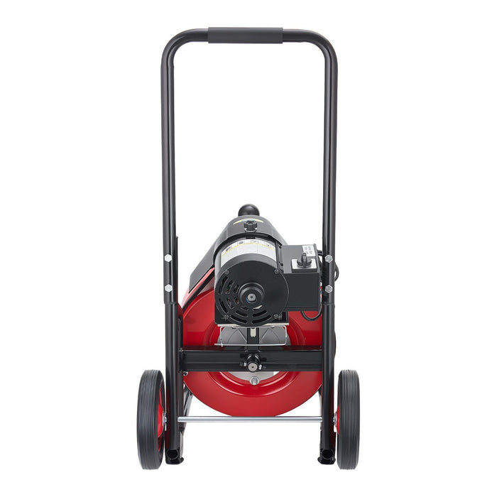 Drain Cleaner Machine 22m x 13mm, Auto Feed Sewer Snake Auger on Wheels, Portable Drain Cleaning Machine with 4 Cutters & Air-activated Foot Switch for 50mm to 150mm Pipes