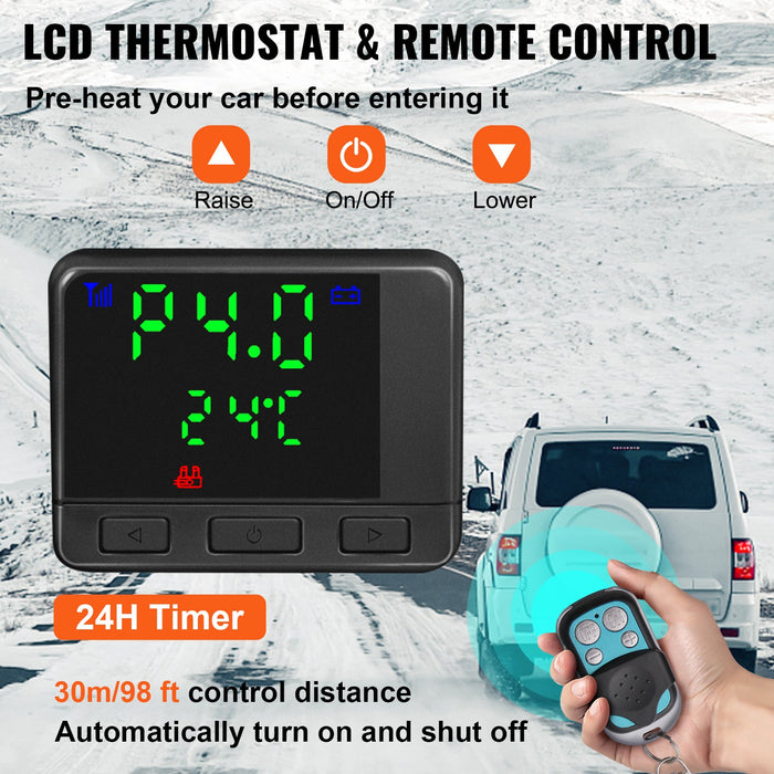 VEVOR Diesel Air Heater 8KW, All in One 12V Truck Heater, Parking Heater with Black LCD, Remote Control, Fast Heating Diesel Heater for RV Truck, Boat, Bus, Car Trailer, Motorhomes