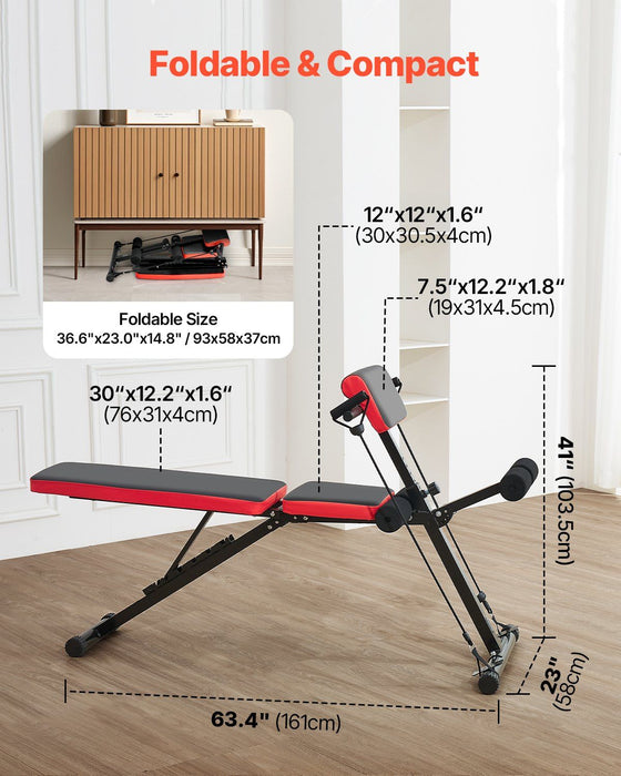 Multi-Functional Weight Bench for Full Body Workout, Roman Chair Hyperextension Bench, 770 lbs Adjustable & Foldable Equipment for Back Arm Core Ab Workout, Sit Up Exercise Machine for Home Gym