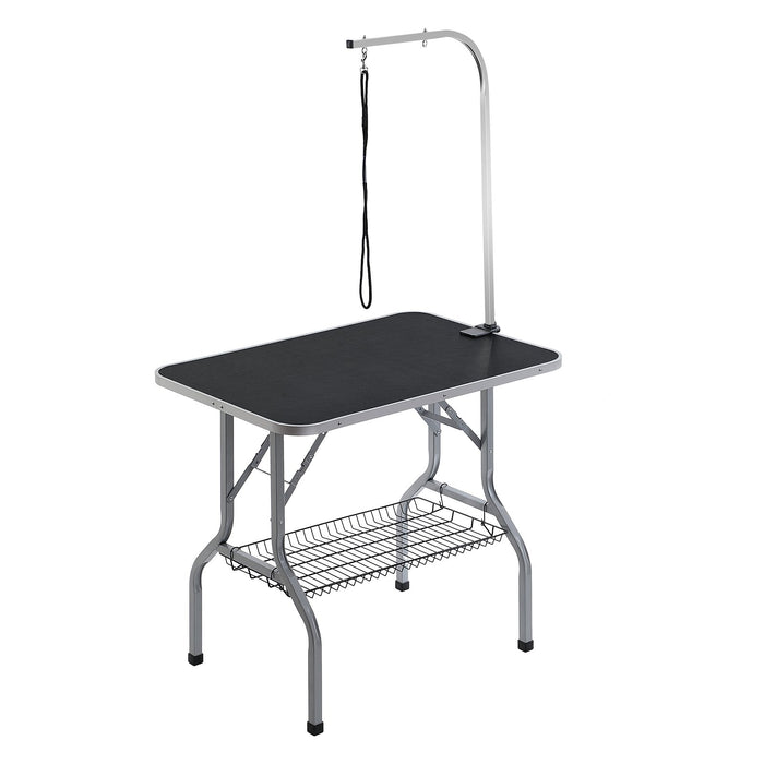 VEVOR Pet Grooming Table Arm with Clamp, 915 x 610mm Dog Grooming Station, Foldable Pets Grooming Stand for Medium and Small Dogs, Free No Sit Haunch Holder with Grooming Loop, Bearing 149.7kg