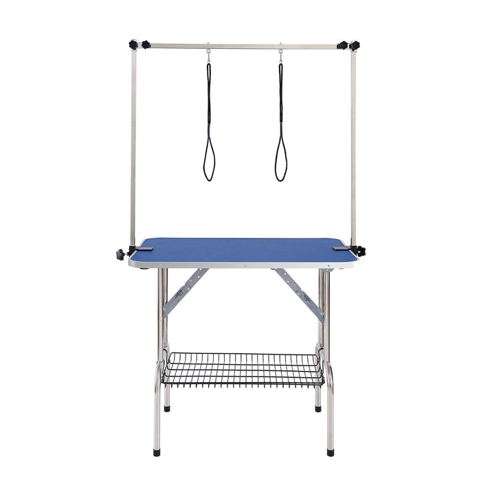 VEVOR Pet Grooming Table Two Arms with Clamp, 915 x 610mm Dog Grooming Station, Foldable Pets Grooming Stand for Medium and Small Dogs, Free Two No Sit Haunch Holder with Grooming Loop, Bearing 150kg