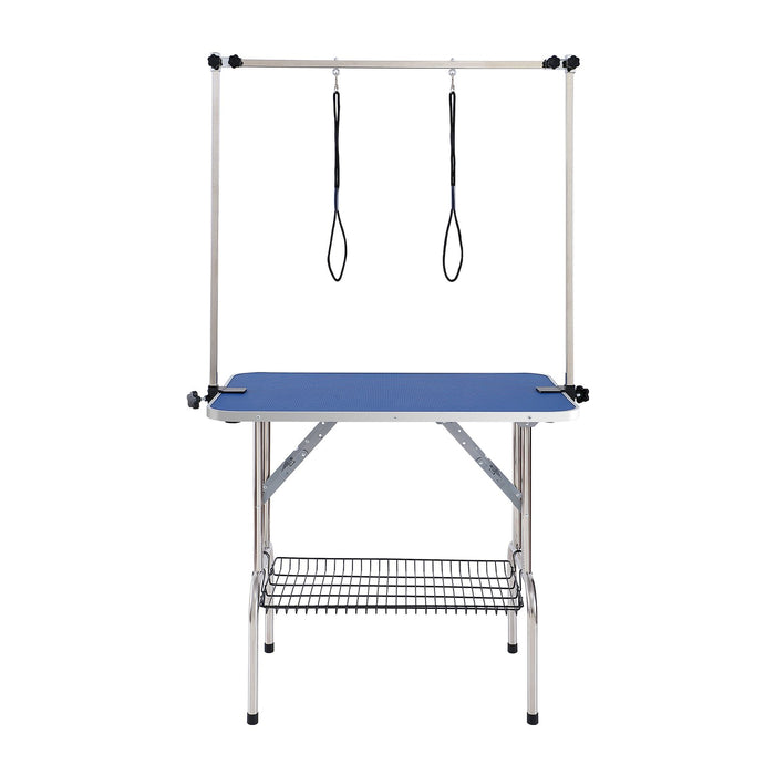 VEVOR Pet Grooming Table Two Arms with Clamp, 915 x 610mm Dog Grooming Station, Foldable Pets Grooming Stand for Medium and Small Dogs, Free Two No Sit Haunch Holder with Grooming Loop, Bearing 150kg