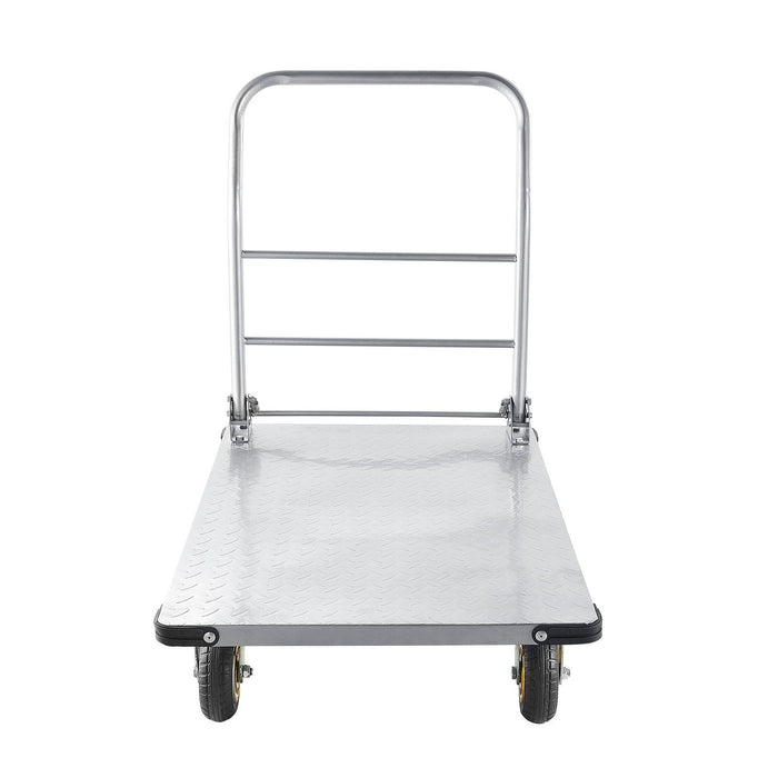 Platform Truck, 907.18 kg Capacity, Heavy Duty Steel Flatbed Cart with Swivel Wheels and Handle, Foldable Platform Hand Push Truck Dolly, for Groceries, Garage, Warehouse, 900 x 600 x 900 mm