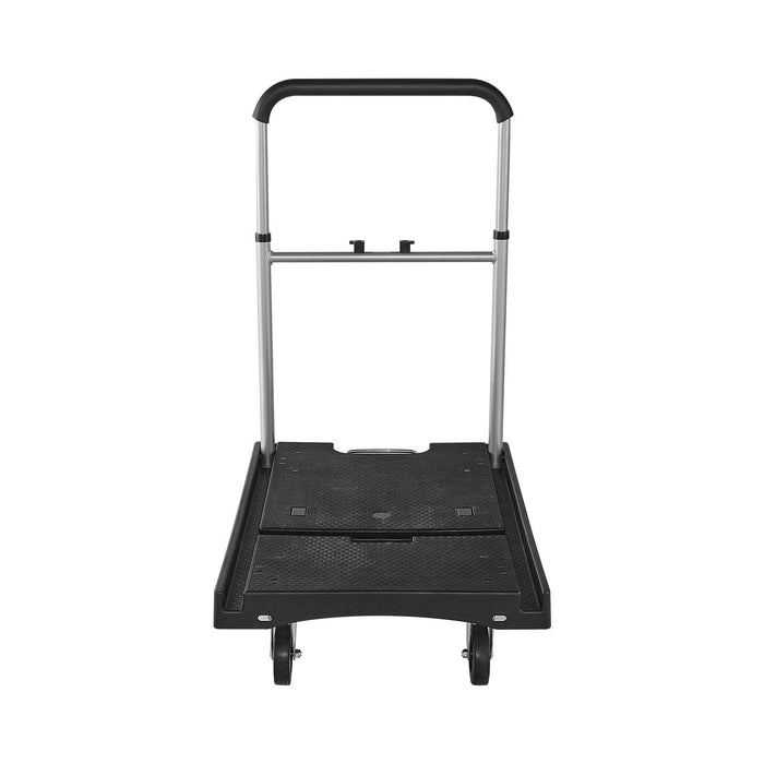 Foldable Push Cart Dolly, 149.69 kg Capacity, Folding Platform Truck with Swivel Wheels, Moving Platform Hand Truck Flatbed Cart, Adjustable Push Handle, for Easy Storage, 680 x 495 x 115 mm