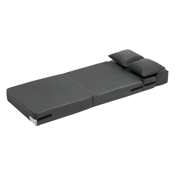Folding Sofa Bed, 3-in-1 Foldable Couch Bed with 2 Pillows and Washable Cover, 25D High Density Memory Foam Convertible Sleeper Chair Bed, Futon Couch for Living Room, Bedroom, Dark Grey(Single)