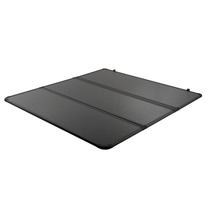 VEVOR Tri-Fold Truck Bed Tonneau Cover, Compatible with 2015-2024 Ford F-150, 2004 mm Bed, Only Fit 2004 x 1656 mm Inside Bed, 181.4 kg Load Capacity with Built-in LED Light, Quick Folding, Black