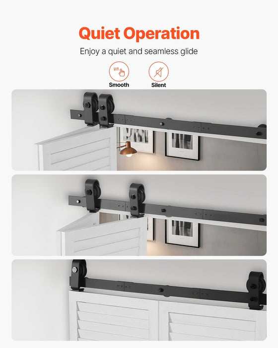 Bi-Folding Sliding Barn Door Hardware Track Kit, 36" Top Mount Track Kit, Slide Smoothly & Quietly, Heavy Duty, Easy to Install, Suitable for Two 16" Closet Pantry Laundry Doors (Not Included)