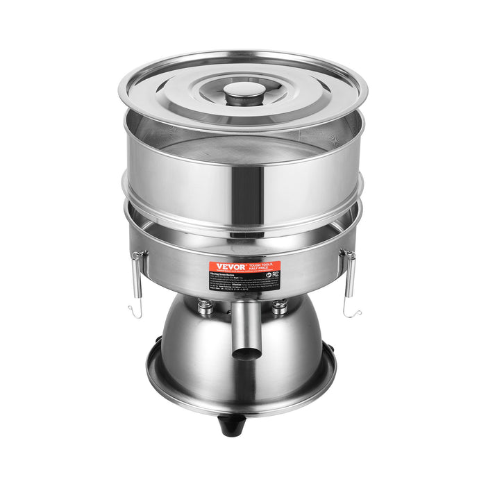 VEVOR Automatic Electric Vibrating Sieve, Stainless Steel Sifter Shaker Machine with 10+60 Mesh, 45W Automatic Powder Sifter Machine Countertop, Electric Sieve Shaker for Flour Powers, Mungbean, Rice