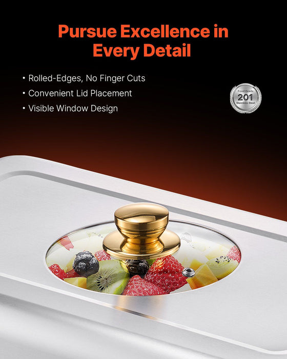 Chafing Dish Buffet Set, 4 Qt 2 Pack, Stainless Steel Chafer with 4 Half Size Pans, Rectangle Catering Warmer Server with Glass Lid Water Pan Folding Stand Fuel Holder, for Wedding Party Banquet