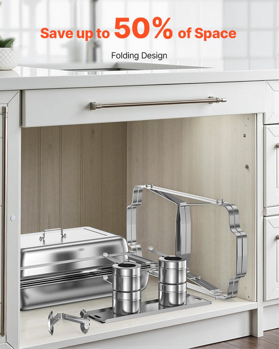 VEVOR 8 Qt 4 Pack Rectangle Chafing Dish Buffet Set Fullsize Pan Stainless Steel
