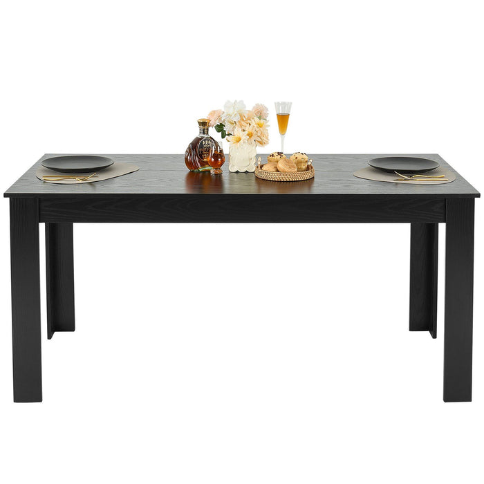 Rectangle Dining Table, 63 inch Length Large Wood Tables for 4-6 Person, Modern Dinner Furniture, Conference Desk Supporting for 330LBS, for Home Kitchen Living Room, Black(Only Table)