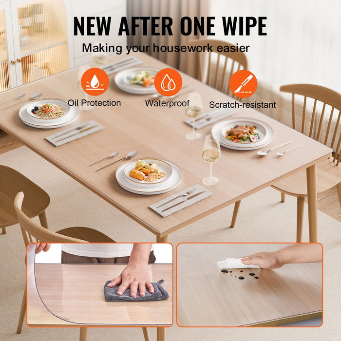 Plastic Table Cover, 24 x 48 Inch 1.5 mm Thick Frosted Table Protector, Rectangle PVC Desk Mat, Waterproof & Easy Cleaning Desk Pad Tablecloth, for Office Dresser Dining Room Table Night Stand