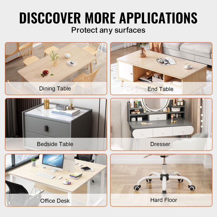 Plastic Table Cover, 24 x 48 Inch 1.5 mm Thick Frosted Table Protector, Rectangle PVC Desk Mat, Waterproof & Easy Cleaning Desk Pad Tablecloth, for Office Dresser Dining Room Table Night Stand