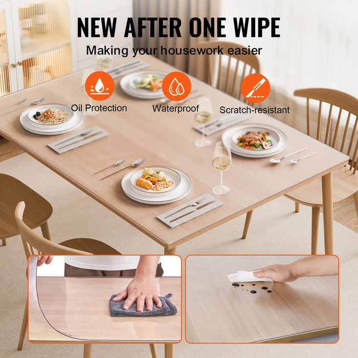 VEVOR Plastic Table Cover, 36 x 60 Inch 1.5 mm Thick Frosted Table Protector, Rectangle PVC Desk Mat, Waterproof & Easy Cleaning Desk Pad Tablecloth, for Office Dresser Dining Room Table Night Stand