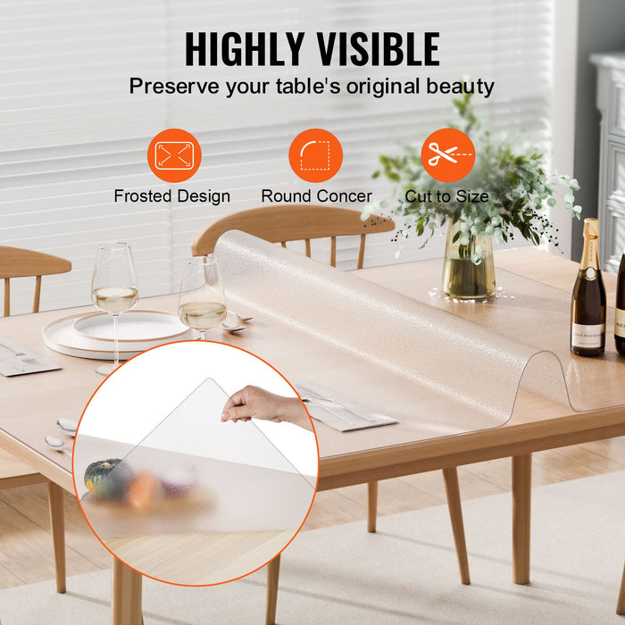 VEVOR Plastic Table Cover, 36 x 60 Inch 1.5 mm Thick Frosted Table Protector, Rectangle PVC Desk Mat, Waterproof & Easy Cleaning Desk Pad Tablecloth, for Office Dresser Dining Room Table Night Stand
