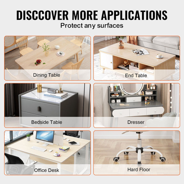 VEVOR Plastic Table Cover, 36 x 60 Inch 1.5 mm Thick Frosted Table Protector, Rectangle PVC Desk Mat, Waterproof & Easy Cleaning Desk Pad Tablecloth, for Office Dresser Dining Room Table Night Stand