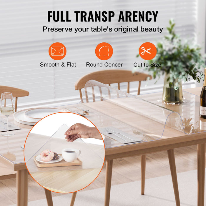 VEVOR Plastic Table Cover, 40 x 60 Inch 1.5 mm Thick Clear Table Protector, Rectangle PVC Desk Mat, Waterproof & Easy Cleaning Desk Pad Tablecloth, for Office Dresser Dining Room Table Night Stand