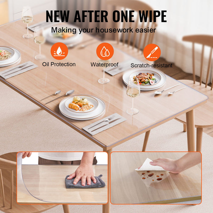 VEVOR Plastic Table Cover, 42 x 60 Inch 2.0 mm Thick Clear Table Protector, Rectangle PVC Desk Mat, Waterproof & Easy Cleaning Desk Pad Tablecloth, for Office Dresser Dining Room Table Night Stand