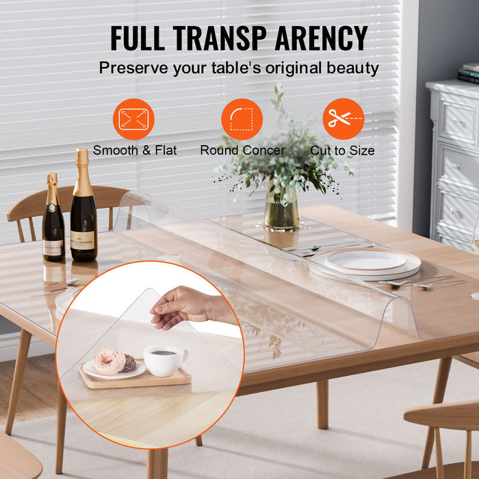 VEVOR Plastic Table Cover, 48 x 48 Inch 1.5 mm Thick Clear Table Protector, Square PVC Desk Mat, Waterproof & Easy Cleaning Desk Pad Tablecloth, for Office Dresser Dining Room Table Night Stand