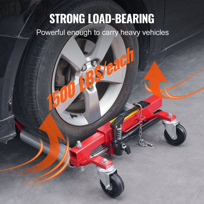 Wheel Dolly, Max Capacity 1500 Lbs Car Dolly, Car Jack Dolly Lifter with 360° Rotatable Wheels, Heavy Duty Vehicle Positioning Hydraulic Tire Jack, for Vehicle Car Auto Repair Moving, Set of 4