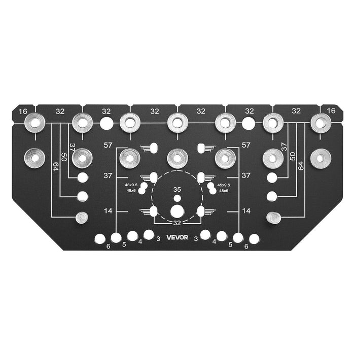 Shelf Pin Jig and Hinge Jig Two-in-One, Aluminum Alloy Cabinet Hardware Hole Drilling Template with 6.4 and 4.8 mm Drill Bits, for Cabinet Doors Bookshelves Wardrobes Woodworking and DIY