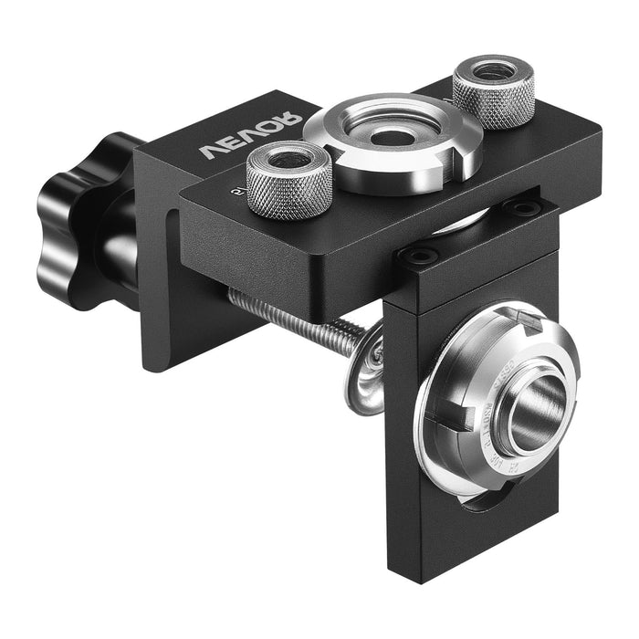 VEVOR Doweling Jig Kit, Self Centering Dowel Drill Jig for Straight Holes, Aluminum Alloy Woodworking Joints Tool with 3 Size Drill Bits 6.4 / 7.9 / 15 mm, Adjustable Width, for Wood Working