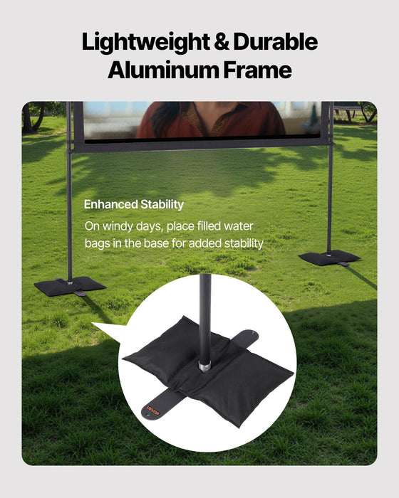 Projector Screen with Stand, 80 Inch 160° Wide Angle Indoor Outdoor Projection Screen, 16:9 4K HD Wrinkleless Portable Dual-Stand Screens with Carry Bag, for Movie Home Theater Presentation