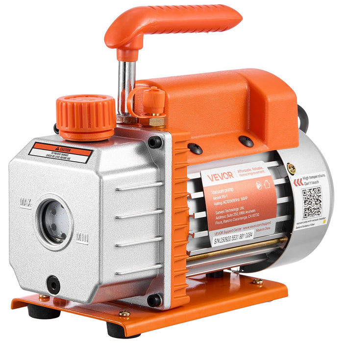 VEVOR 18.93 L Vacuum Chamber with Pump, 3.5 CFM 99 L/min, Single Stage Vacuum Pump, Stainless Steel Degassing Chamber Kit, Tempered Glass Lid, 1.5 m Hose, for Stabilizing Wood Degassing Silicone Resin