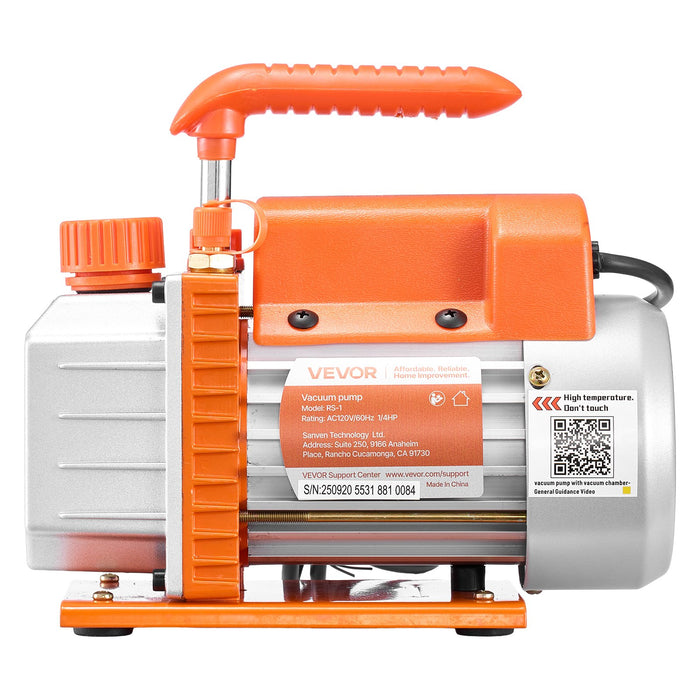 VEVOR 11.36 L Vacuum Chamber with Pump, 3.5 CFM 99 L/min, Single Stage Vacuum Pump, Stainless Steel Degassing Chamber Kit, Tempered Glass Lid, 1.5 m Hose, for Stabilizing Wood Degassing Silicone Resin