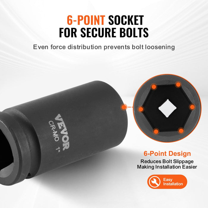 Axle Nut Impact Socket Set, 3/4" Drive Deep 6-Point 8-Piece SAE Spindle Nut Socket Set, CR-MO Heat Treated Large Socket Set with Storage Case, for Auto Repair, Removing or Installing Axle Nuts