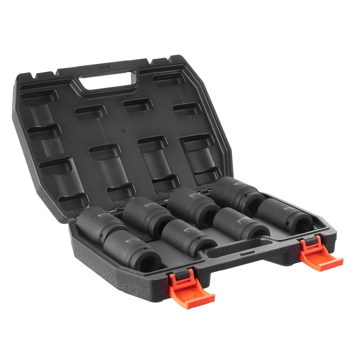 Axle Nut Impact Socket Set, 3/4" Drive Deep 6-Point 8-Piece SAE Spindle Nut Socket Set, CR-MO Heat Treated Large Socket Set with Storage Case, for Auto Repair, Removing or Installing Axle Nuts