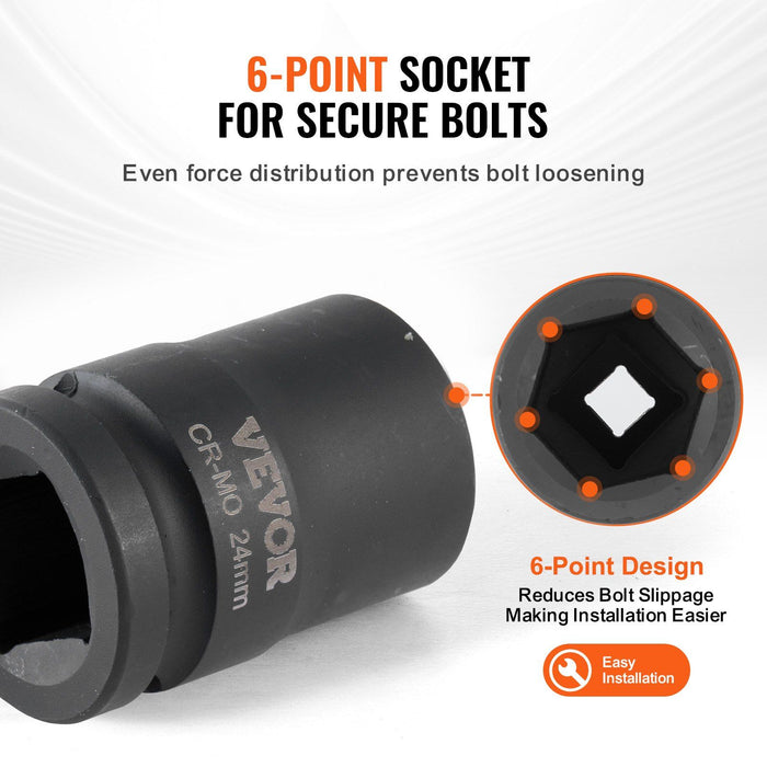 Axle Nut Impact Socket Set, 3/4" Drive 6-Point 8-Piece Metric Spindle Nut Socket Set, CR-MO Heat Treated Large Socket Set with Storage Case, for Auto Repair, Removing or Installing Axle Nuts