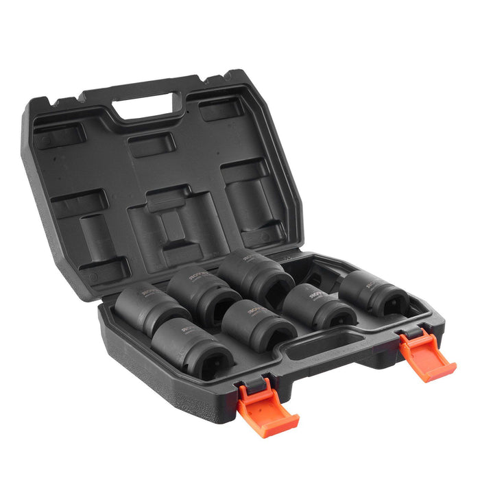 Axle Nut Impact Socket Set, 3/4" Drive 6-Point 8-Piece Metric Spindle Nut Socket Set, CR-MO Heat Treated Large Socket Set with Storage Case, for Auto Repair, Removing or Installing Axle Nuts