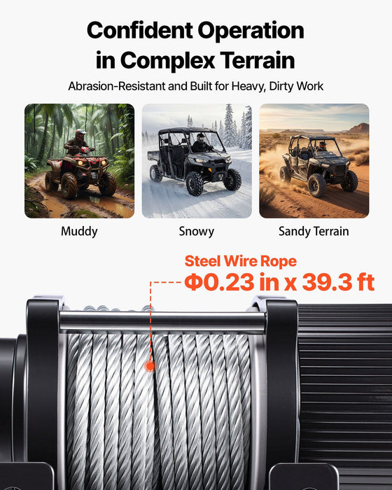 2041 kg Electric Winch, 12V DC ATV/UTV Winch with Φ6 mm x 12 m Steel Wire Rope, Wireless & Wired Remote Control, IP54 Waterproof, Roller Fairlead Mount Plate for Towing ATV UTV Off-Road