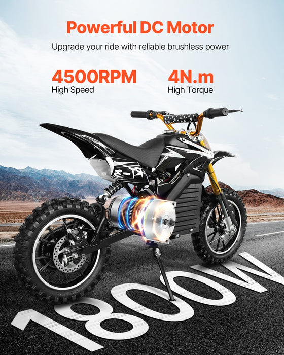 VEVOR 1800W Electric Brushless DC Motor 48V 4500rpm Motor for E-Bike Dirt Bike