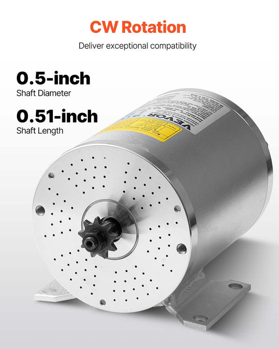 VEVOR 1800W Electric Brushless DC Motor 48V 4500rpm Motor for E-Bike Dirt Bike