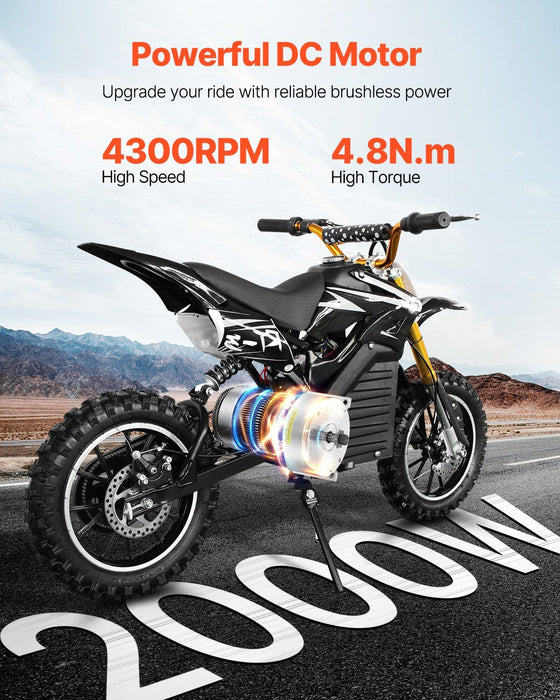 2000W Electric Brushless DC Motor Kit - 48V 4300rpm Motor with Upgraded Speed Controller and Throttle Grip Kit for Go Karts E-Bike Motorcycle Scooter DIY