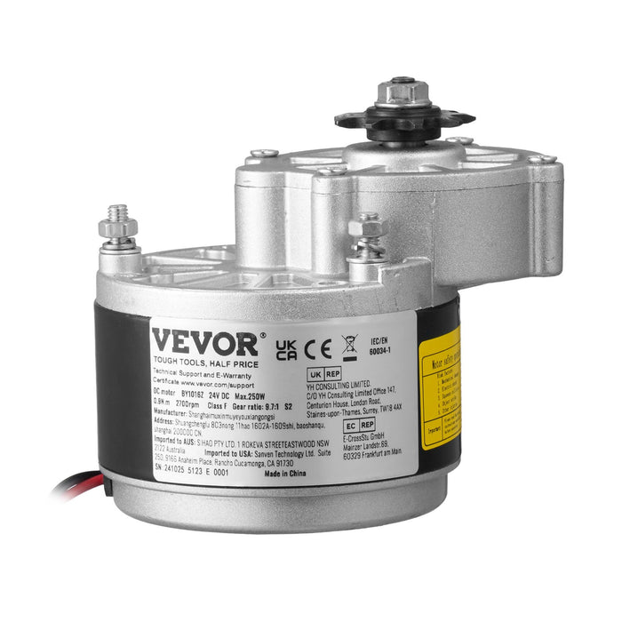 VEVOR 250W Electric Powerful DC Motor Kit - 24V 2700rpm Brushed Motor with Upgraded Speed Controller, Throttle Grip Kit for Go Karts E-Bike Motorcycle Scooter