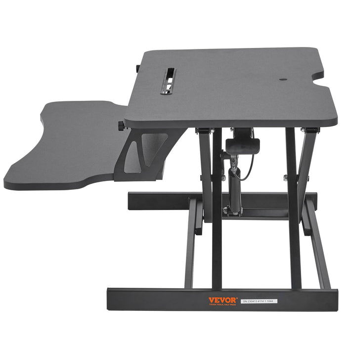 VEVOR Standing Desk Converter, Two-Tier Stand up Desk Riser, 800 mm Large Sit to Stand Desk Converter,140-510 mm Adjustable Height, for Monitor, Keyboard & Accessories Used in Home Office