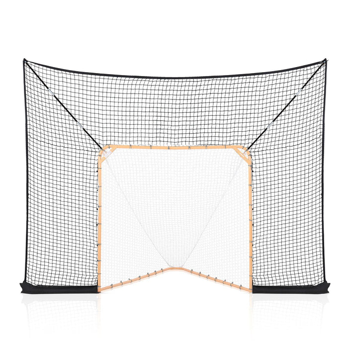 Hockey and Lacrosse Goal Backstop, 12x9 ft Lacrosse Net with Extended Coverage, Quick Easy Setup Complete Accessories Training Net, Backyard Lacrosse Equipment, for Youth Adult (NET ONLY)